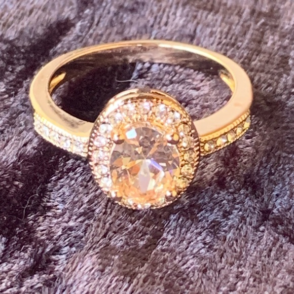 Micro pave faux diamond halo ring - Picture 3 of 7